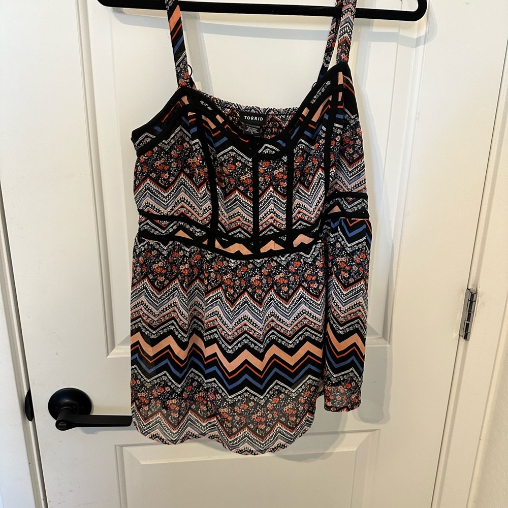 Torrid Black and Brown Asymmetrical Sleeveless Top